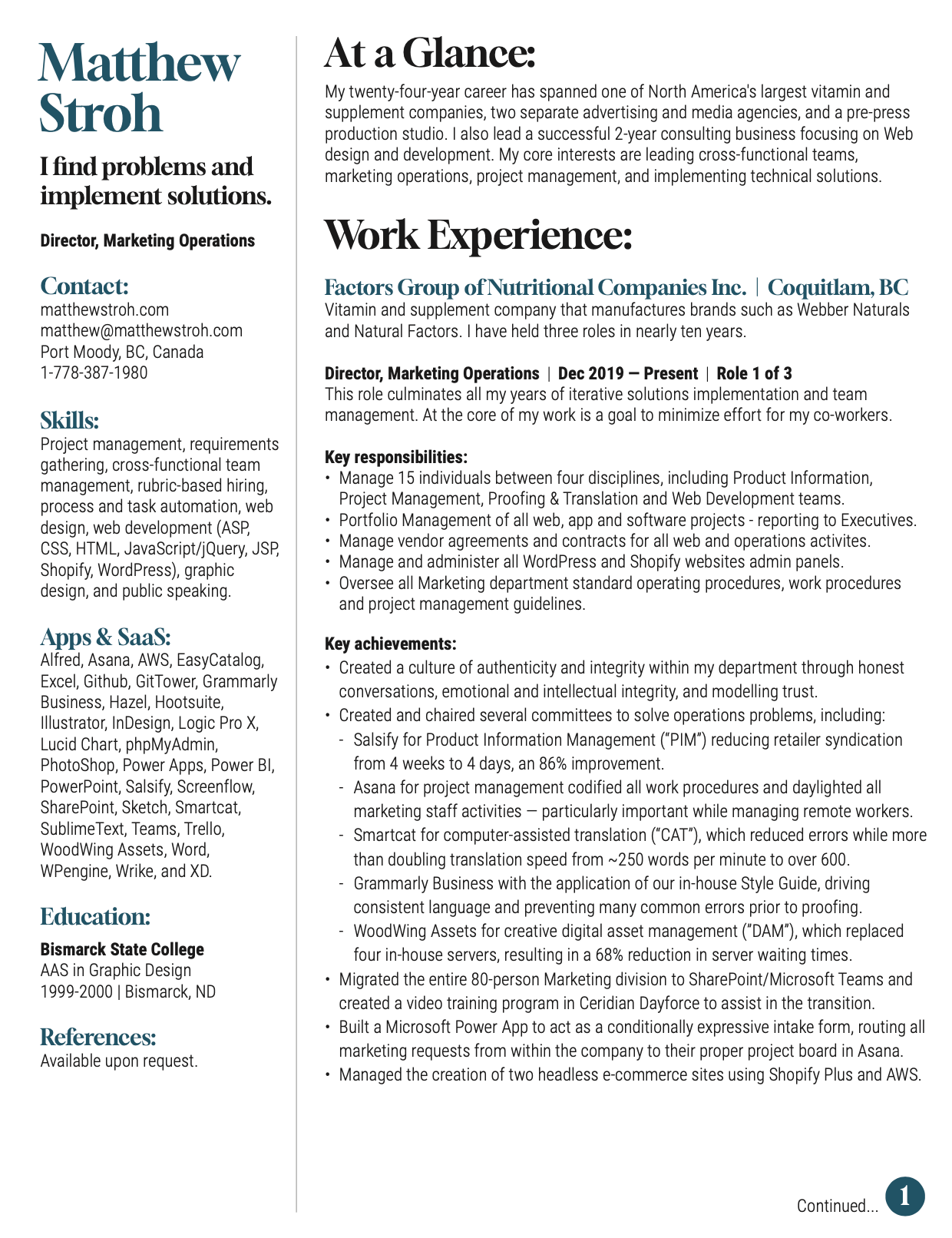Download Matthew Stroh's 2-page Resume
